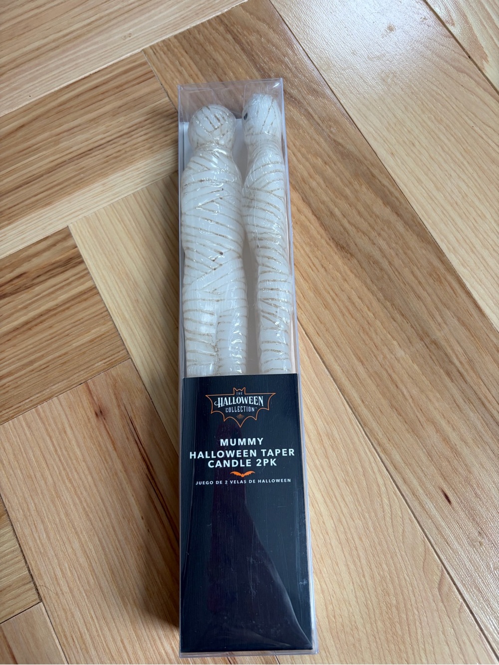 Mummy Taper Candles 2-Pack - Cream with Gold